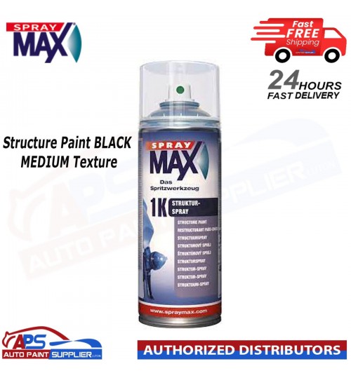 SPRAYMAX 680180 400ML AEROSOL SPRAY 1K Structure Paint BLACK MEDIUM Texture